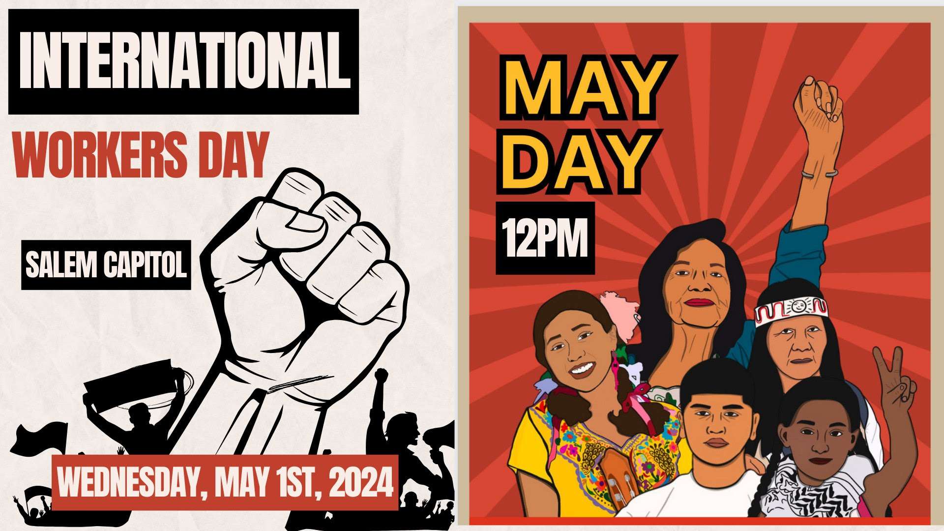 International Workers Day / May Day at the Salem Capitol, 12pm Wednesday. May 1st, 2024.